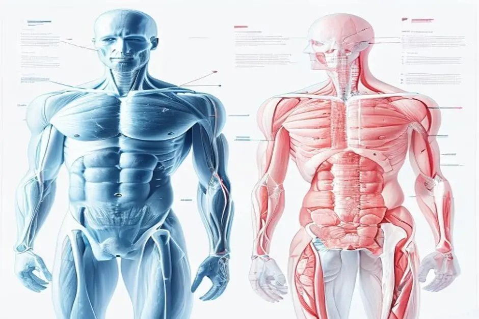 Comparativa anatómica entre fibra muscular sana y fibra atrofiada por sarcopenia