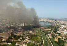 Incendio en Murcia: Medios aéreos combatiendo junto al río Segura