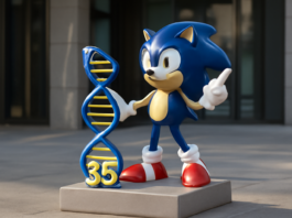 SEGA conmemora 35 años de Sonic con estatua de «ADN»