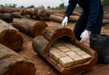 Descubren 50 toneladas de cocaína escondidas en troncos de madera en Brasil.