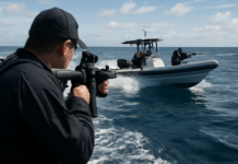 Persecución de narcolancha: armas y acción en el Caribe
