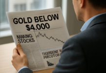 ¡Oro por debajo de $4.000! Acciones mineras en descenso, Harmony Gold cae un 6%