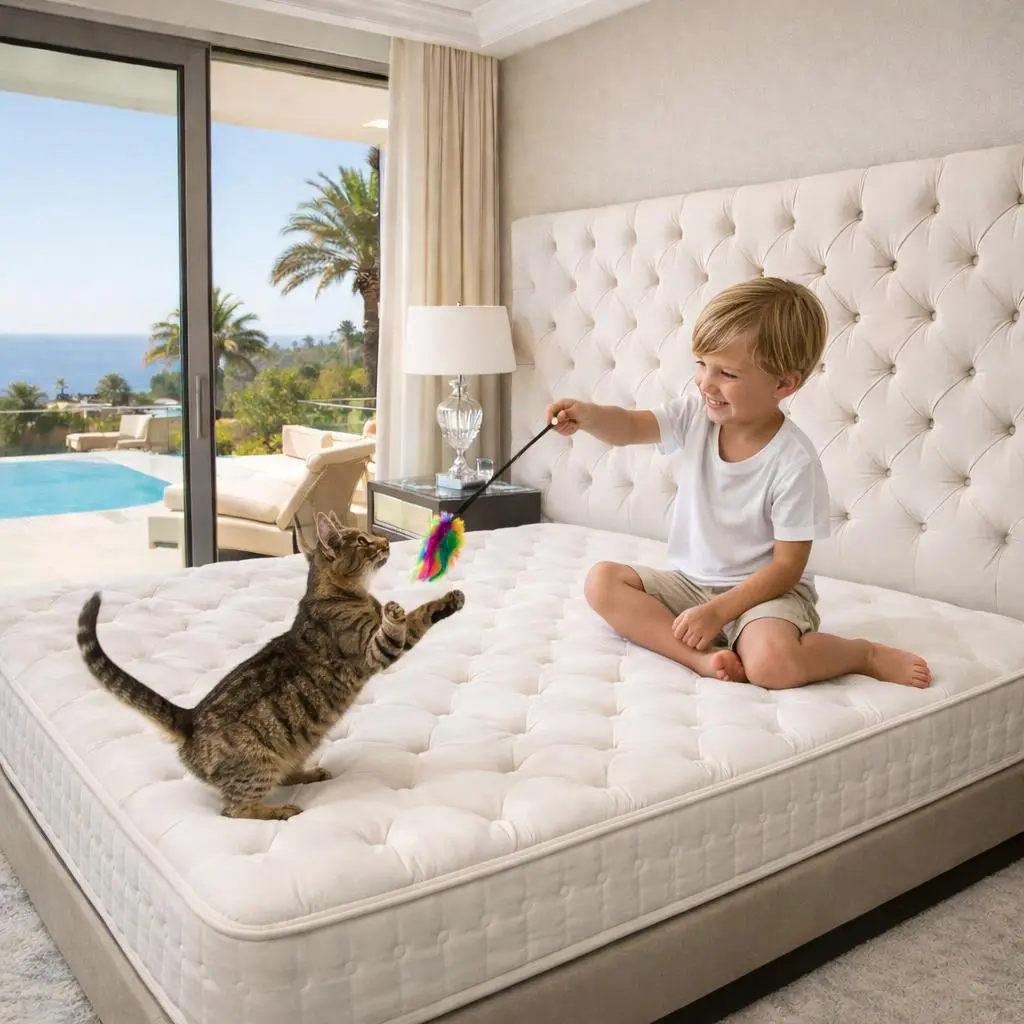 Colchón higienizado por MarbeClean en el dormitorio de una villa de la Costa del Sol