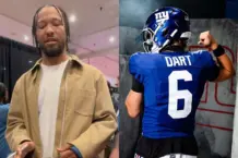 Jalen Brunson al borde de la sorpresa al firmar casco de los Giants