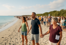 Gran cadena humana defiende Es Trenc en Mallorca