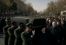 Procesión funeraria de Alí Jamenei en Teherán: Un adiós solemne.