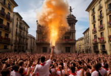 La tradición de lanzar el ‘Chupinazo’ conmociona a Pamplona.