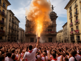 La tradición de lanzar el ‘Chupinazo’ conmociona a Pamplona.