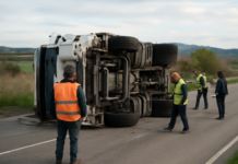 Camión volcado en Baltar y el susto del día