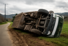 Camión volcado en Baltar y el susto del día