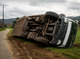 Camión volcado en Baltar y el susto del día