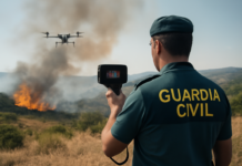 Guardia Civil combate fuego con cámaras térmicas y drones en Cinco Villas (Video)