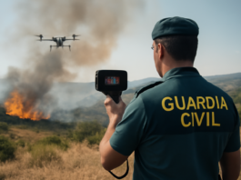 Guardia Civil combate fuego con cámaras térmicas y drones en Cinco Villas (Video)