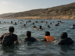 Cientos de migrantes cruzan a nado la frontera Marruecos-España