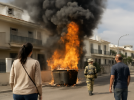 Incendio en Estepona por contenedor obliga a desalojar casas