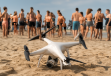 Dron cae en playa llena de bañistas: siete muertos