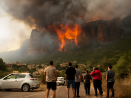El incendio de Riglos: 120 vecinos desalojados y el peligro continúa