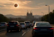 El eclipse impulsa la salida de vehículos de Barcelona
