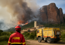 Incendio en Riglos pone en peligro Patrimonio Histórico: UME actúa a tiempo