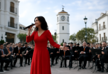 Martina Pérez y la Banda Municipal de Estepona conquistan la Plaza del Reloj