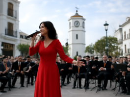 Martina Pérez y la Banda Municipal de Estepona conquistan la Plaza del Reloj