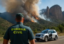 Guardia Civil despliega gran operativo por incendio en Las Peñas de Riglos