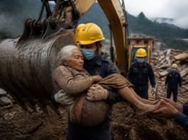 La mujer de 97 años rescatada por una excavadora en Nepal