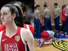Caitlin Clark vive un momento especial con un Marine