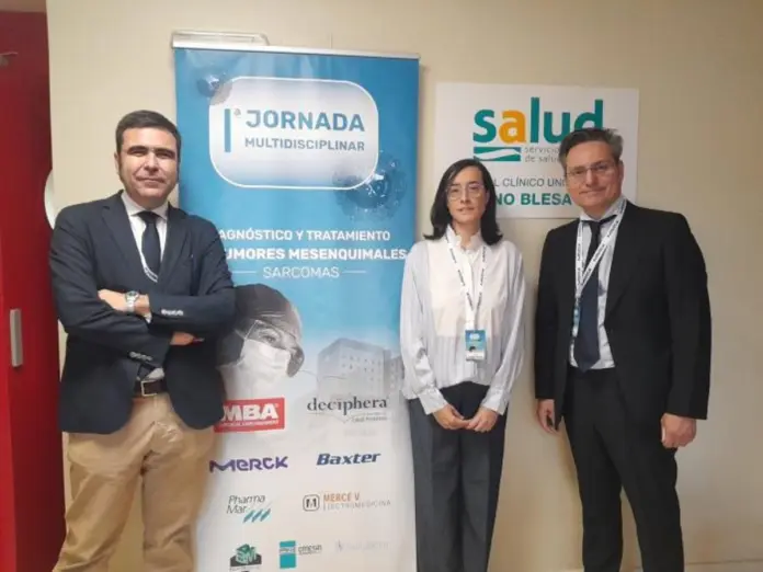 Los organizadores de la I Jornada Multidisciplinar sobre Diagnóstico y Tratamiento de Sarcomas en el Hospital Clínico Universitario Lozano Blesa de Zaragoza.