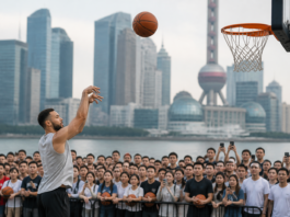 Stephen Curry revive su carrera en un reto de tiros en China