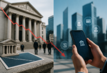Las acciones bancarias caen ante el auge de la tecnología