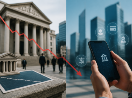Las acciones bancarias caen ante el auge de la tecnología