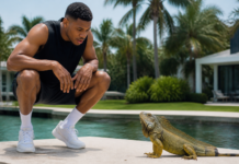 Giannis se topa con una iguana en su nueva vida en Miami