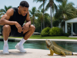 Giannis se topa con una iguana en su nueva vida en Miami