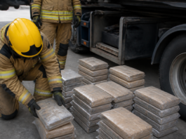 Bomberos hallan 300 kilos de cocaína ocultos en un camión pesado