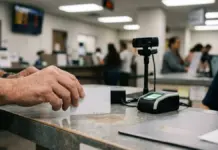 Qué hace falta para renovar el DNI: los tres únicos requisitos y los casos en los que no se paga la tasa Un ciudadano deja su documento de identidad sobre el mostrador de una oficina de expedición del DNI, junto a un lector de huellas y una cámara
