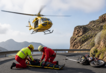 Motorista evacuado en helicóptero tras sufrir caída en Tenerife