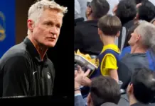 Steve Kerr se queda en shock al ver a su doble a pie de pista