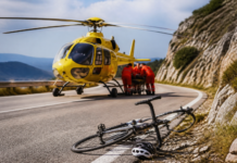 Una ciclista grave, evacuada en helicóptero tras un choque