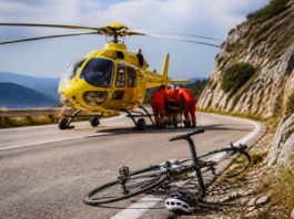 Una ciclista grave, evacuada en helicóptero tras un choque